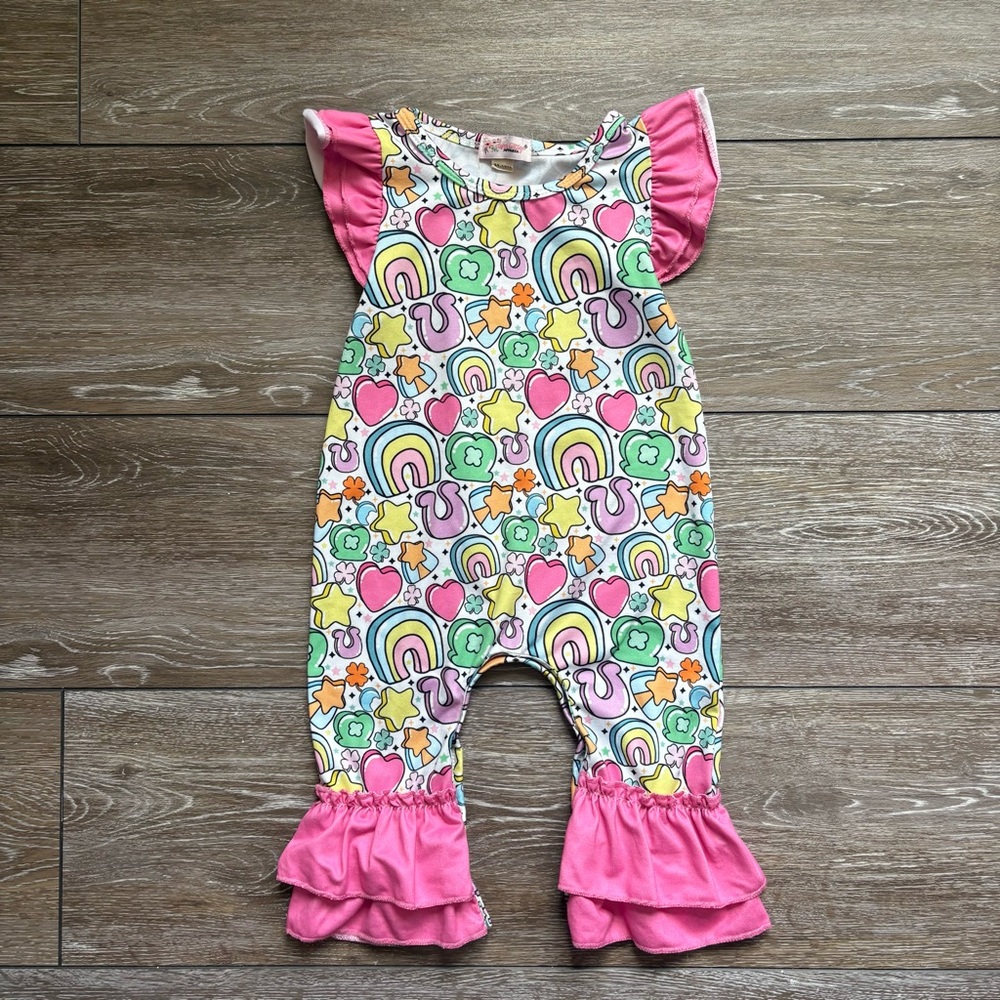 Clover Cottage Rainbow Clover Romper